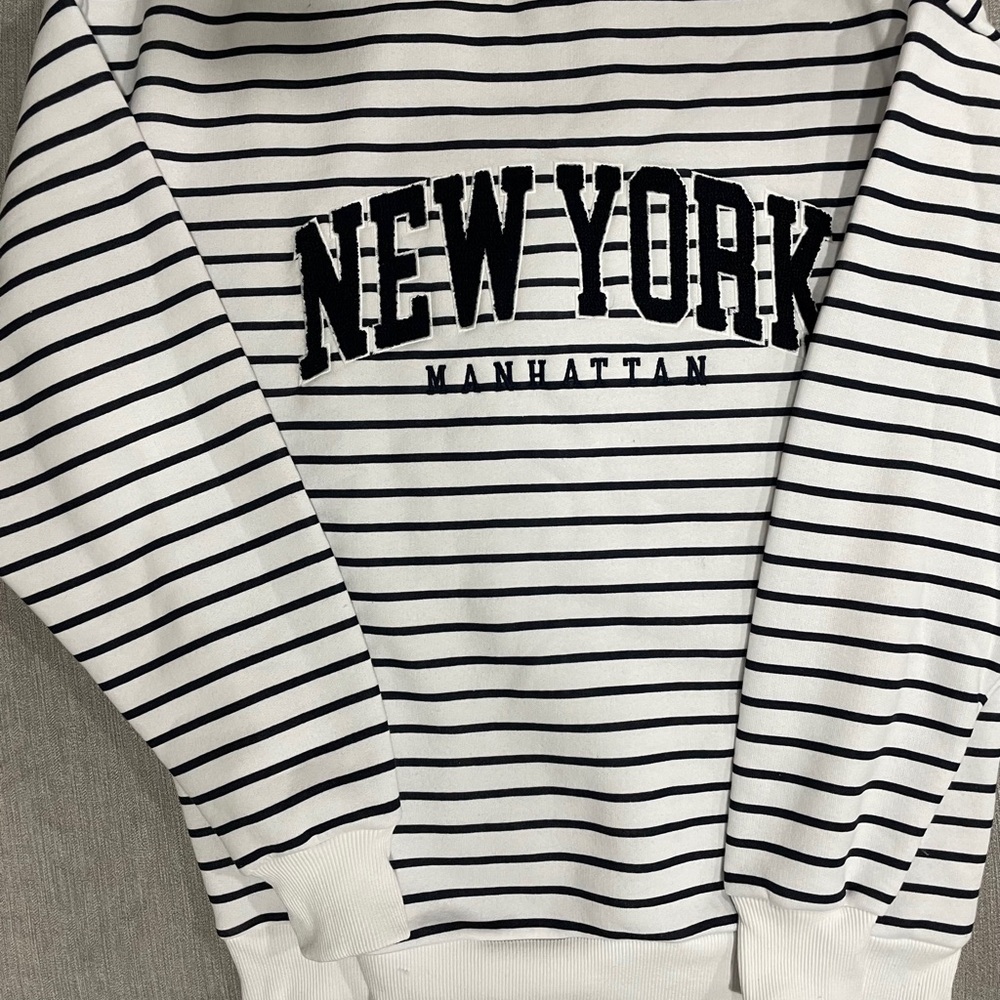 Brand New Never Worn Striped White and Black Sweater
